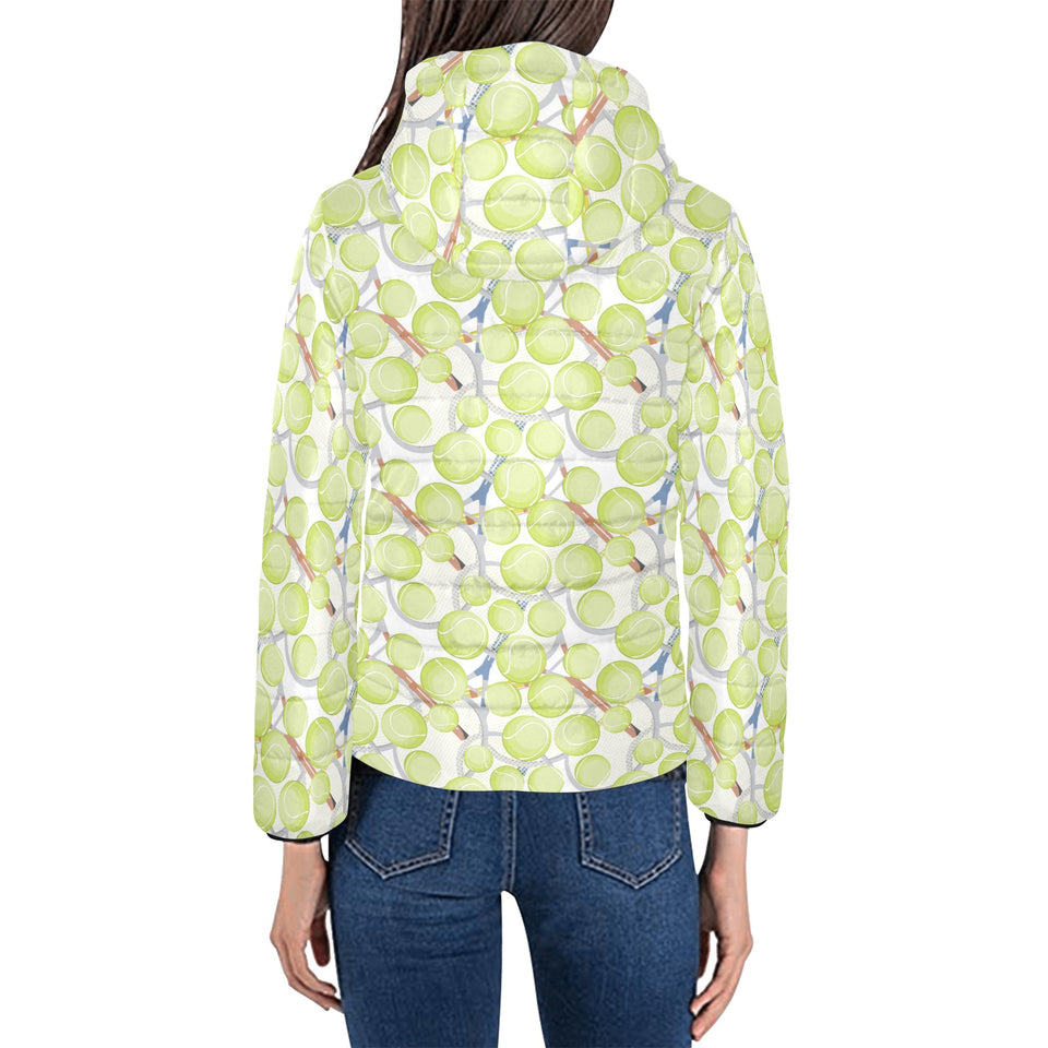 Tennis Pattern Print Design 01 Women's Padded Hooded Jacket