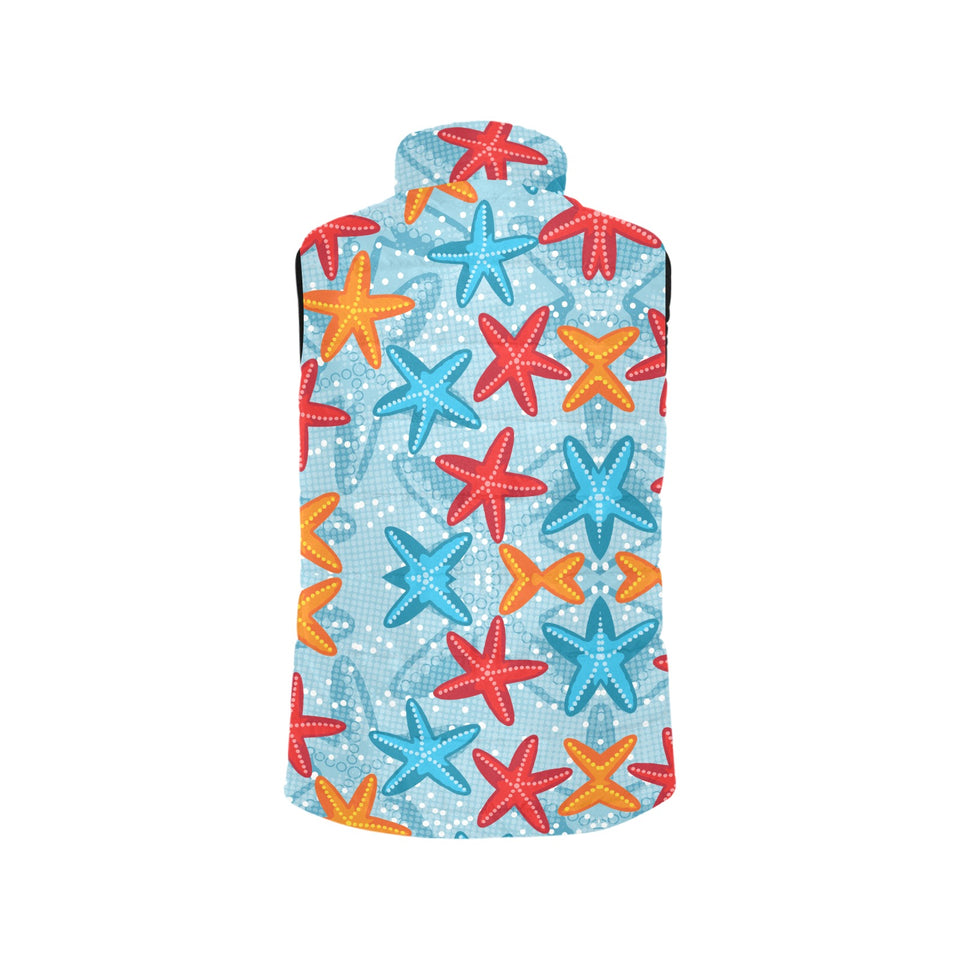 Blue red orange starfish pattern Women's Padded Vest
