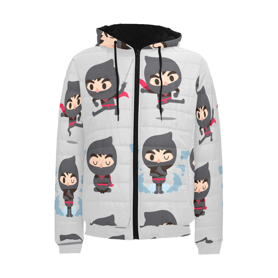Cute ninja pattern Men's Padded Hooded Jacket