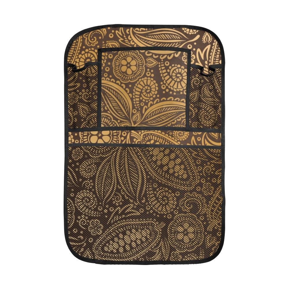 cacao beans tribal polynesian pattern background Car Seat Back Organizer