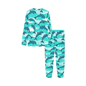 Dolphin sea pattern Kids' Boys' Girls' All Over Print Pajama Set