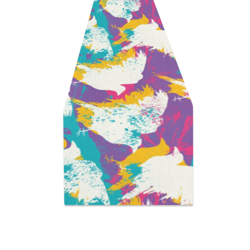 Colorful crow illustration pattern Table Runner