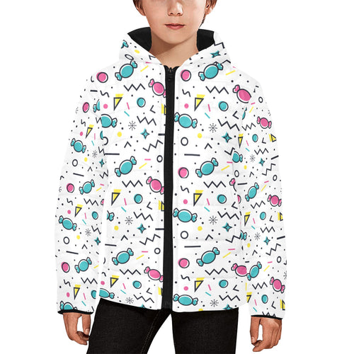 Candy design pattern Kids' Boys' Girls' Padded Hooded Jacket