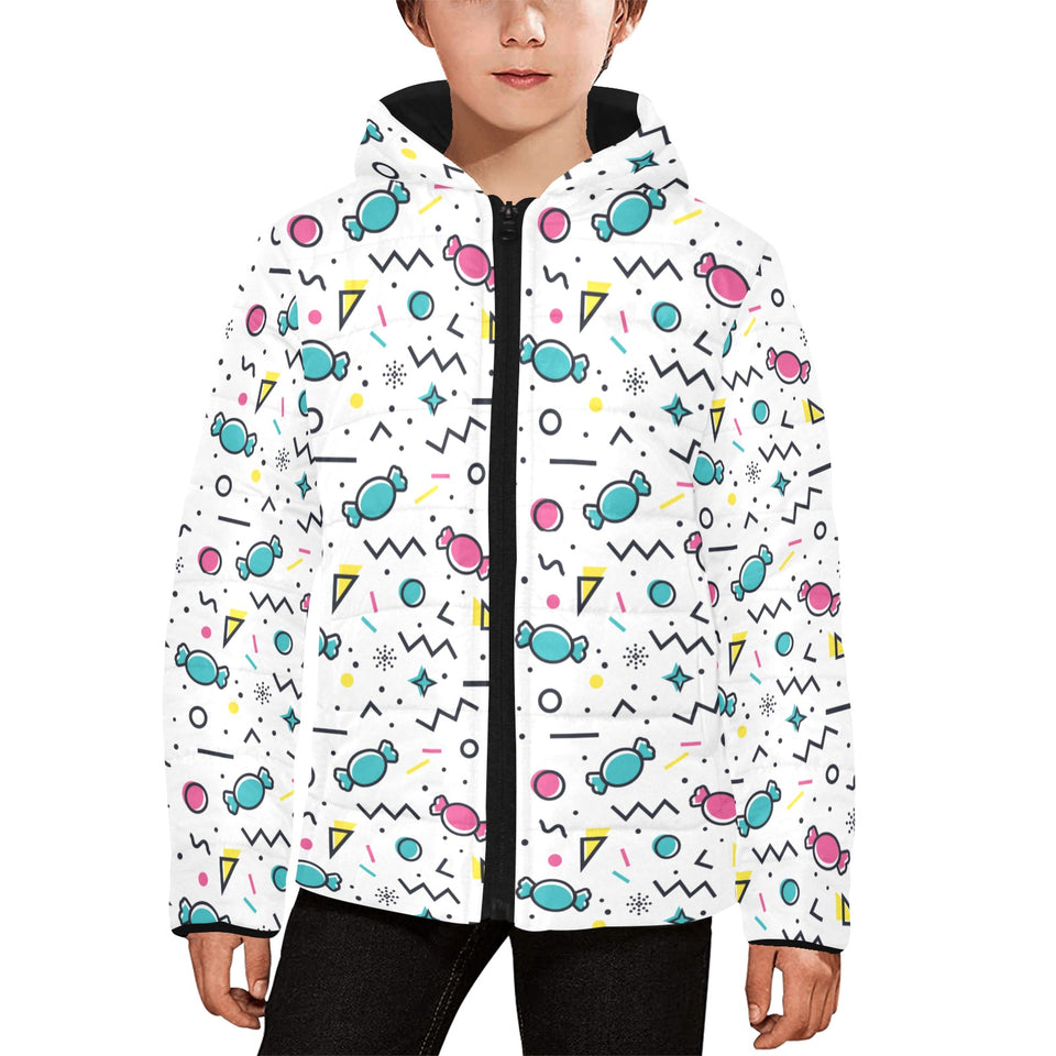 Candy design pattern Kids' Boys' Girls' Padded Hooded Jacket