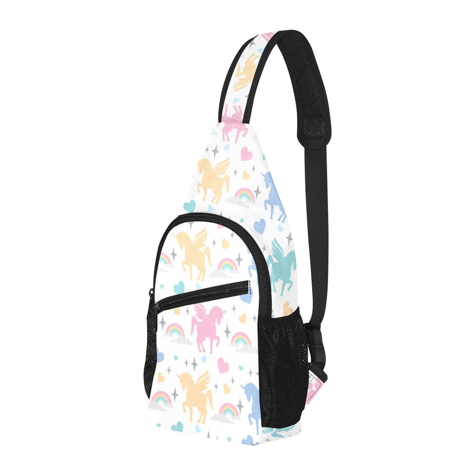 colorful unicorn rainbow heart pattern All Over Print Chest Bag