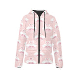 White swan and flower love pattern Women's Padded Hooded Jacket