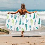 watercolor crocodile pattern Beach Towel