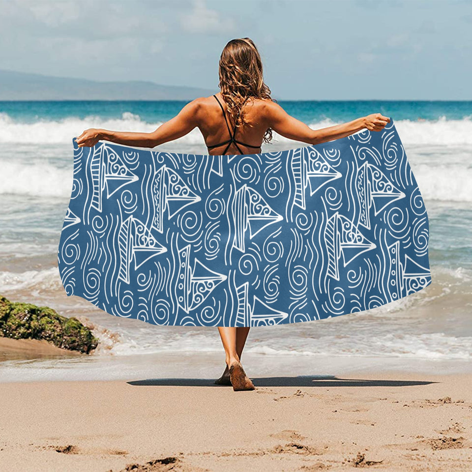Hand drawn sailboat pattern Beach Towel