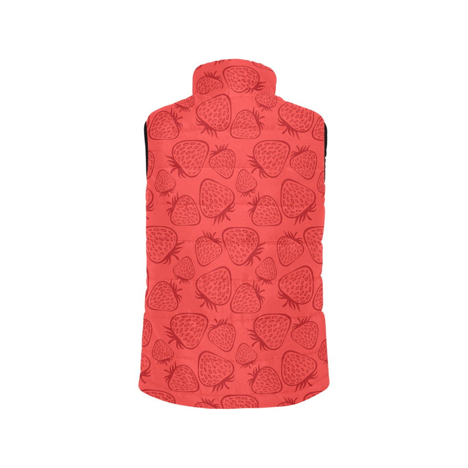 strawberry pattern red background Women's Padded Vest