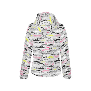 Mustache Beard Pattern Print Design 02 Women's Padded Hooded Jacket