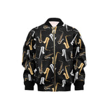 saxophone design pattern Kids' Boys' Girls' Bomber Jacket