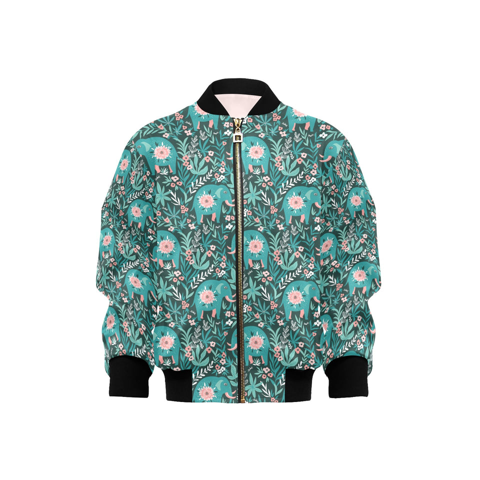 Elephants jungle pattern Kids' Boys' Girls' Bomber Jacket