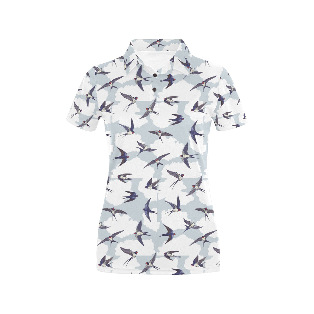Swallow Pattern Print Design 05 Women's All Over Print Polo Shirt