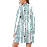 Crows christmas hat scarf Women's Long Sleeve Belted Night Robe