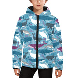 Whale design pattern Kids' Boys' Girls' Padded Hooded Jacket