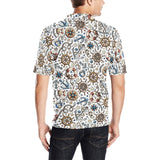Cute nautical steering wheel anchor pattern Men's All Over Print Polo Shirt