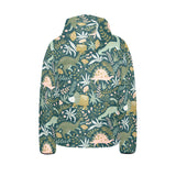 dinosaurs tropical leaves flower pattern Kids' Boys' Girls' Padded Hooded Jacket