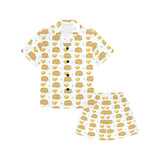 Pancake Pattern Print Design 03 Kids' Boys' Girls' V-Neck Short Pajama Set