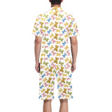 Teddy Bear Pattern Print Design 01 Men's V-Neck Short Pajama Set