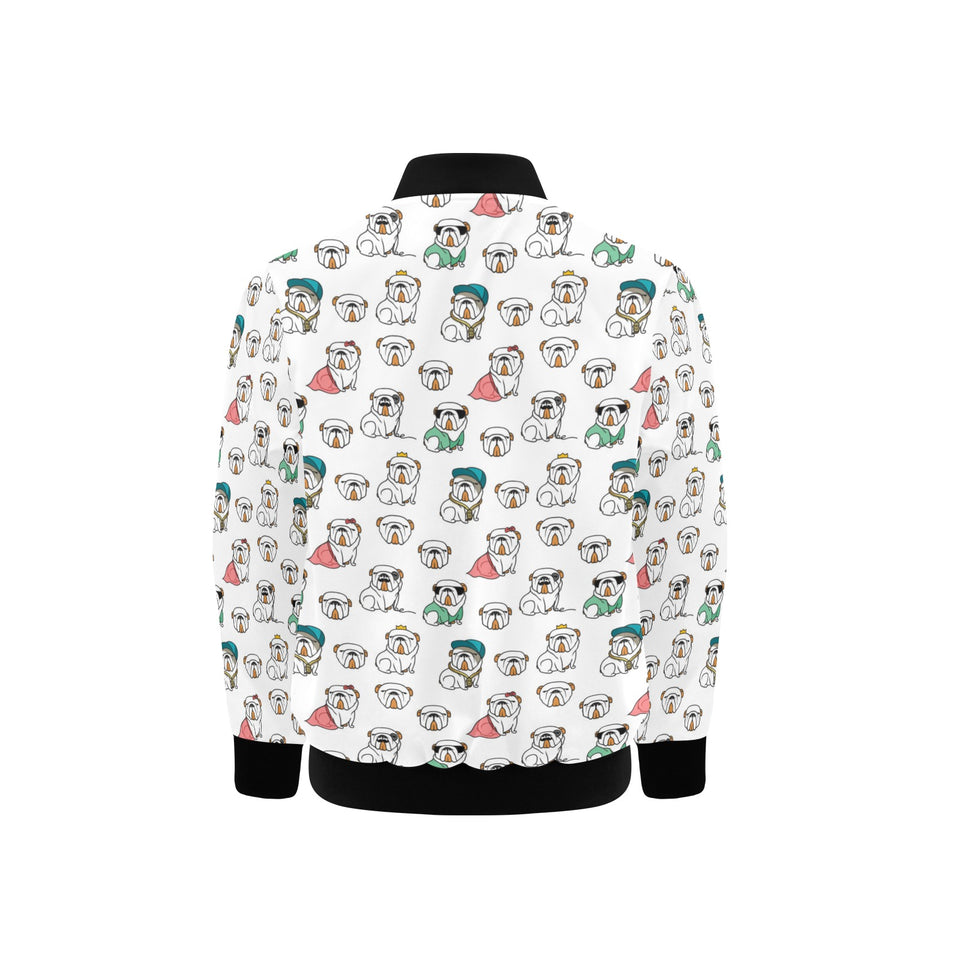 English Bulldog Pattern Print Design 03 Kids' Boys' Girls' Bomber Jacket