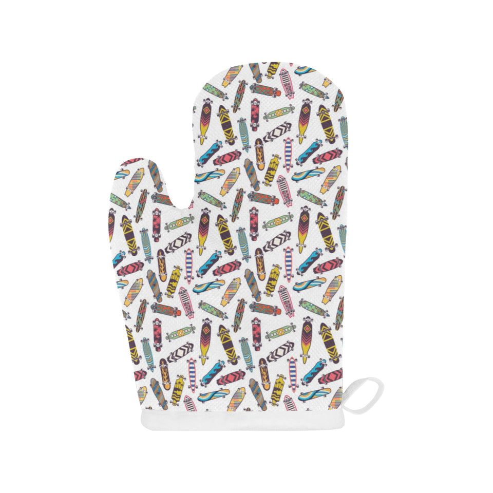 Skate Board Pattern Print Design 05 Heat Resistant Oven Mitts