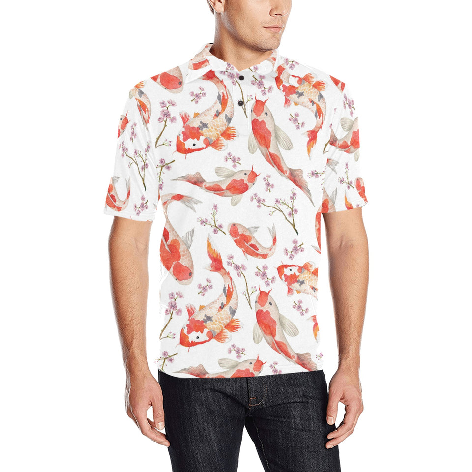 Watercolor Koi Fish Carp Fish pattern Men's All Over Print Polo Shirt