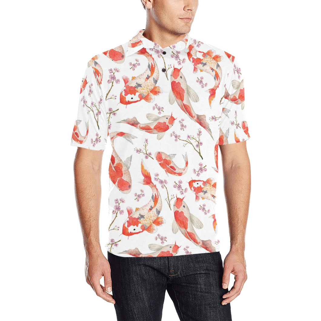 Watercolor Koi Fish Carp Fish pattern Men's All Over Print Polo Shirt