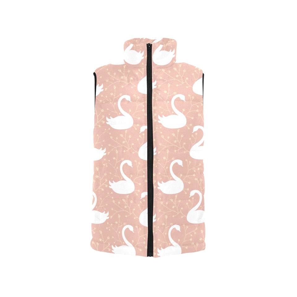 Swan flower light pink background Women's Padded Vest