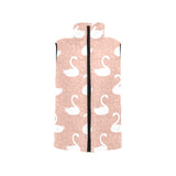 Swan flower light pink background Women's Padded Vest
