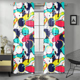watercolor bowling ball pins Gauze Curtain