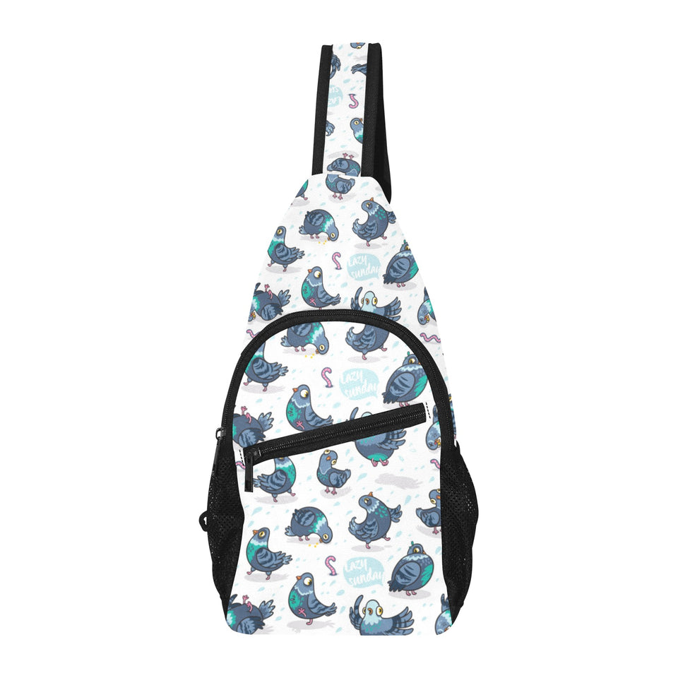 Pigeon Pattern Print Design 02 All Over Print Chest Bag