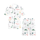 Cute cartoon dinosaurs tree pattern Men's V-Neck Short Pajama Set