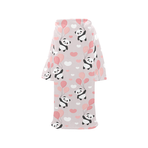 Cute panda ballon heart pattern Blanket Robe with Sleeves