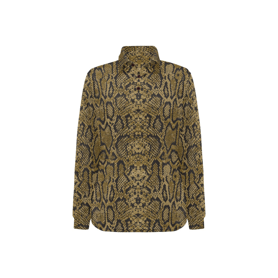 Snake skin pattern Women's Long Sleeve Polo Shirt