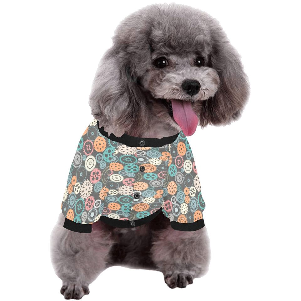 Gear Pattern Print Design 05 All Over Print Pet Dog Round Neck Fuzzy Shirt