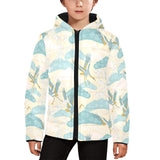 Bonsai bamboo stork japanese pattern cream theme Kids' Boys' Girls' Padded Hooded Jacket