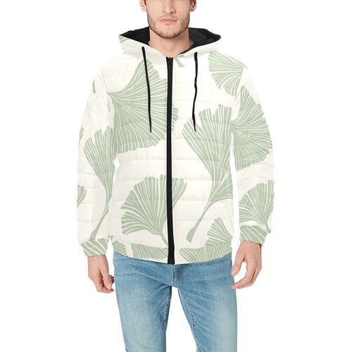 Ginkgo leaves pattern Men's Padded Hooded Jacket