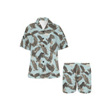 Eagle Pattern Print Design 01 Women's V-Neck Short Pajama Set