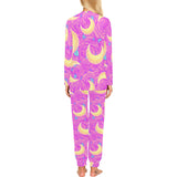 Moon pink rose background Women's All Over Print Pajama Set