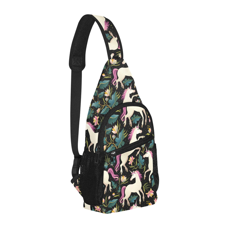 Unicorns forest background All Over Print Chest Bag