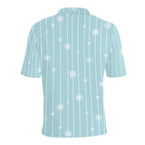 Snowflake pattern blue stripe background Men's All Over Print Polo Shirt