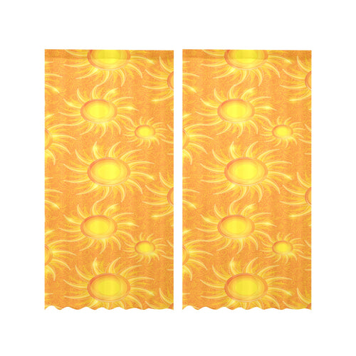 Sun orange background Gauze Curtain
