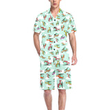 Helicopter design pattern Men's V-Neck Short Pajama Set