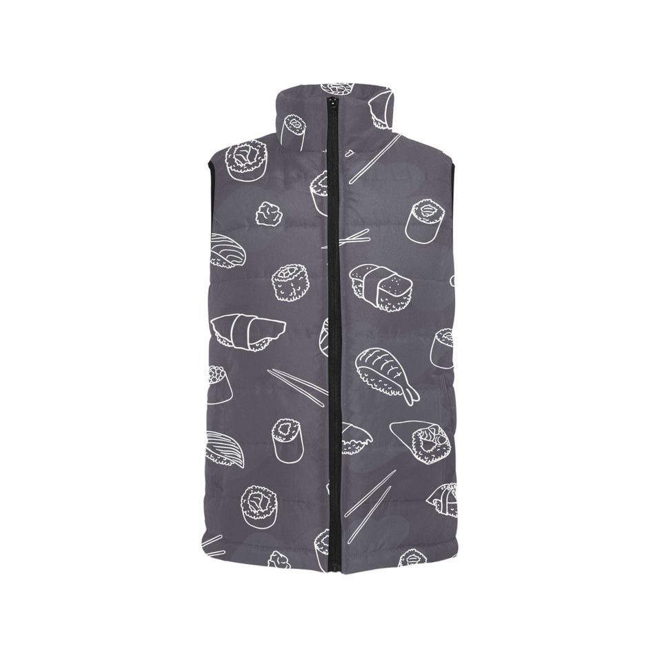 sushi pattern black background Women's Padded Vest