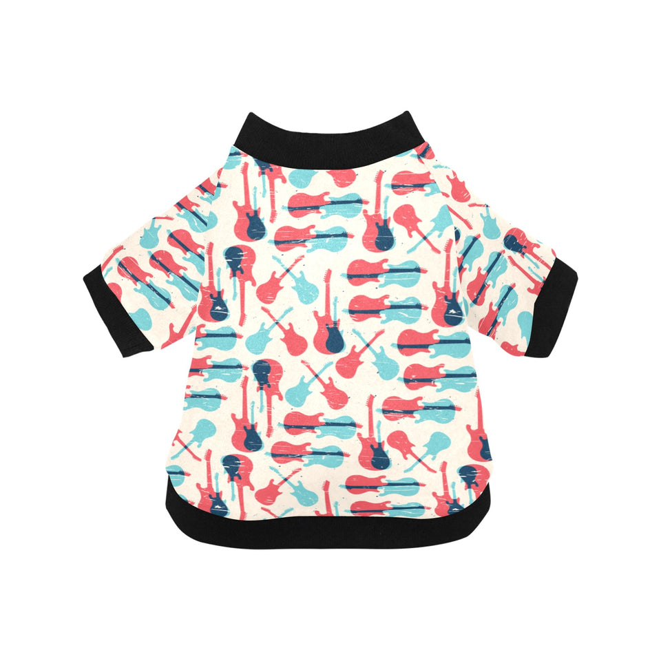 Red Blue guitar pattern All Over Print Pet Dog Round Neck Fuzzy Shirt