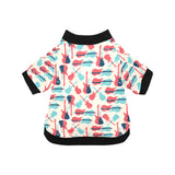 Red Blue guitar pattern All Over Print Pet Dog Round Neck Fuzzy Shirt