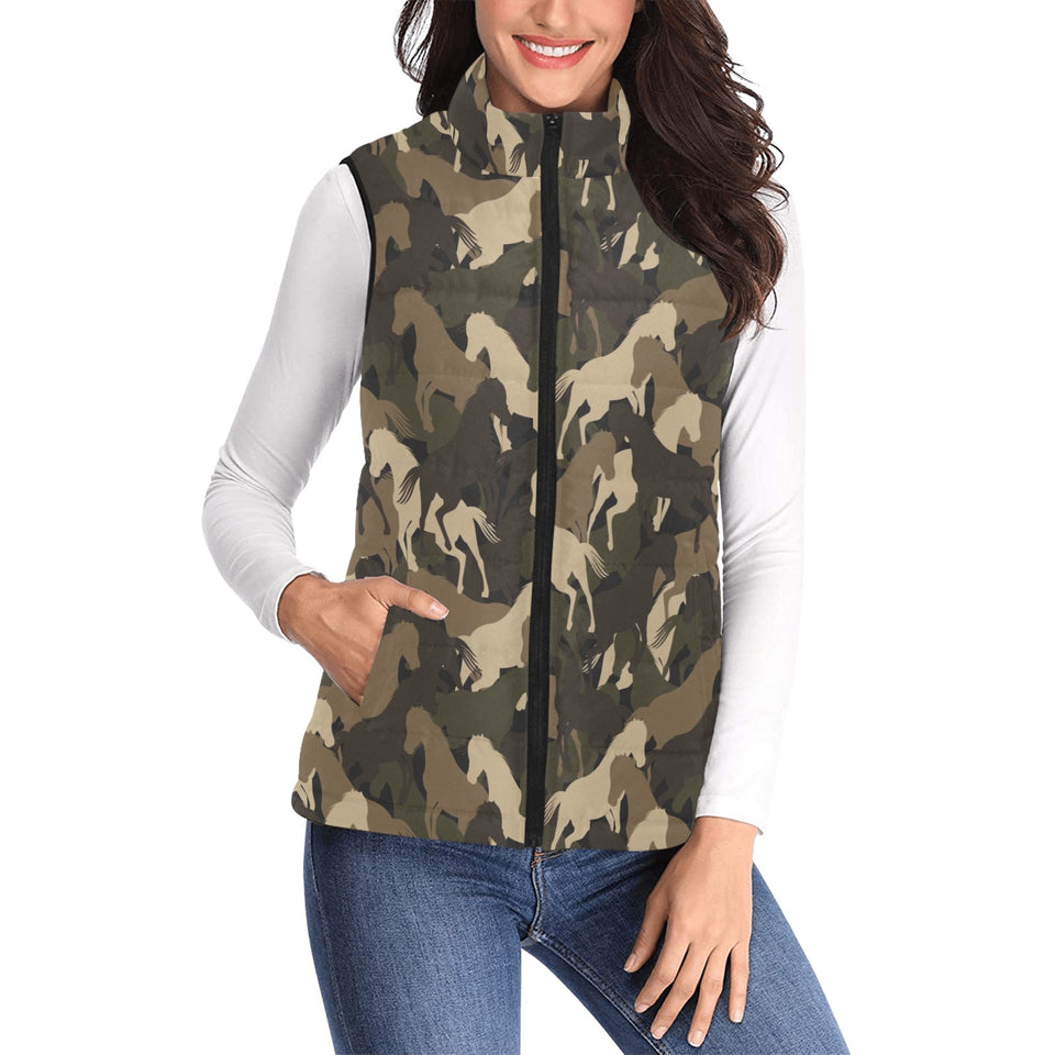 Horse Camouflage Pattern Women's Padded Vest