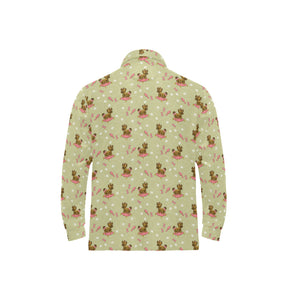 Yorkshire Terrier Pattern Print Design 01 Men's Long Sleeve Polo Shirt