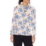 Cute peacock pattern Women's Long Sleeve Polo Shirt