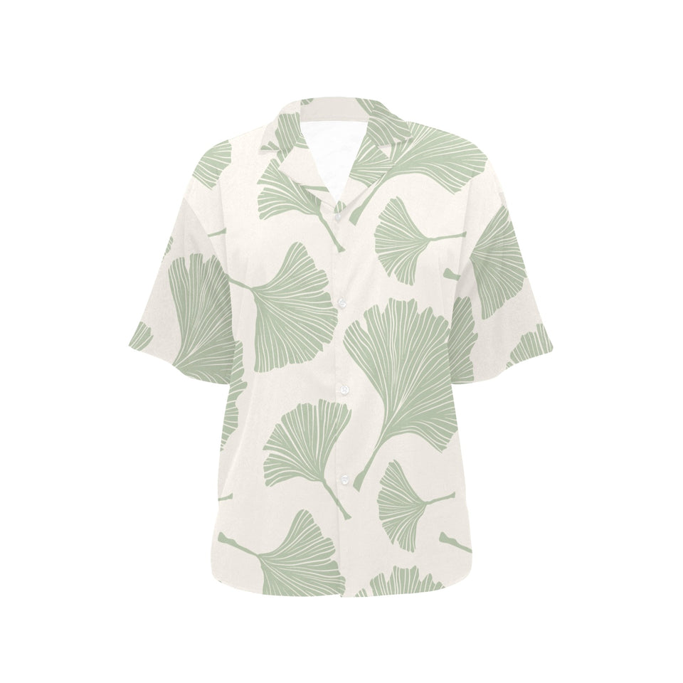 Ginkgo leaves pattern Women's All Over Print Hawaiian Shirt